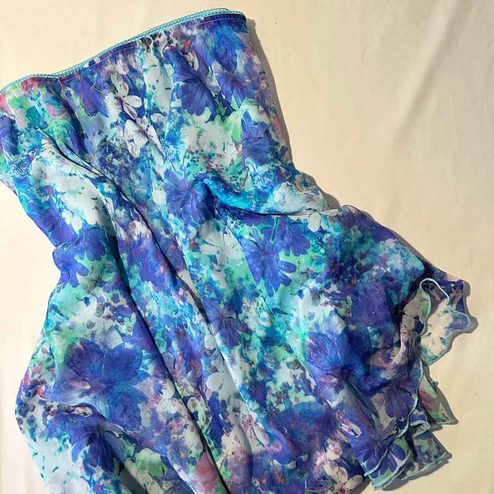 Vintage 2000s Sag Harbor Watercolor Floral Tiered Hem Midi Skirt Sz L